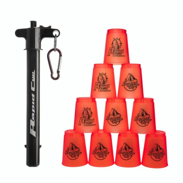 スポーツスタッキング カップ Cyfie スピードスタックス12個セット Flying Cup 飛重ねカップ 穴あき 速重ね 競技用 練習用 トレーニング 初心者でも対応 手提げ棒＆専用袋付き クリスマス