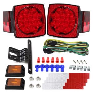 Cyfie 12V LED Trailer Light Kit DOT Certified, Utility Trailer Lights for Submersible Boat RV Car with 25ft Wire Harness Wafer LED IP68 Waterproof Under 80 Inch Truck