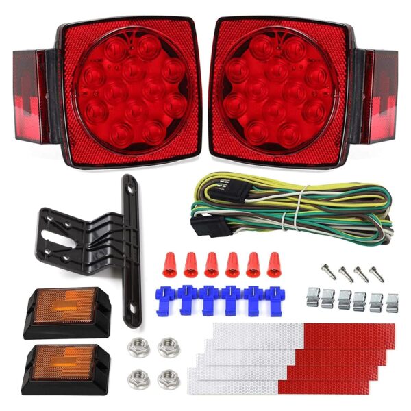 Cyfie 12V LED Trailer Light Kit DOT Certified, Utility Trailer Lights for Submersible Boat RV Car with 25ft Wire Harness Wafer LED IP68 Waterproof Under 80 Inch Truck
