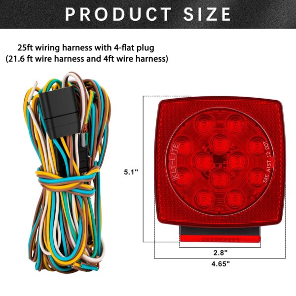 Cyfie 12V LED Trailer Light Kit DOT Certified, Utility Trailer Lights for Submersible Boat RV Car with 25ft Wire Harness Wafer LED IP68 Waterproof Under 80 Inch Truck - Image 4